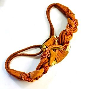 Brown Gold Vintage Rope Belt With Suede Decor